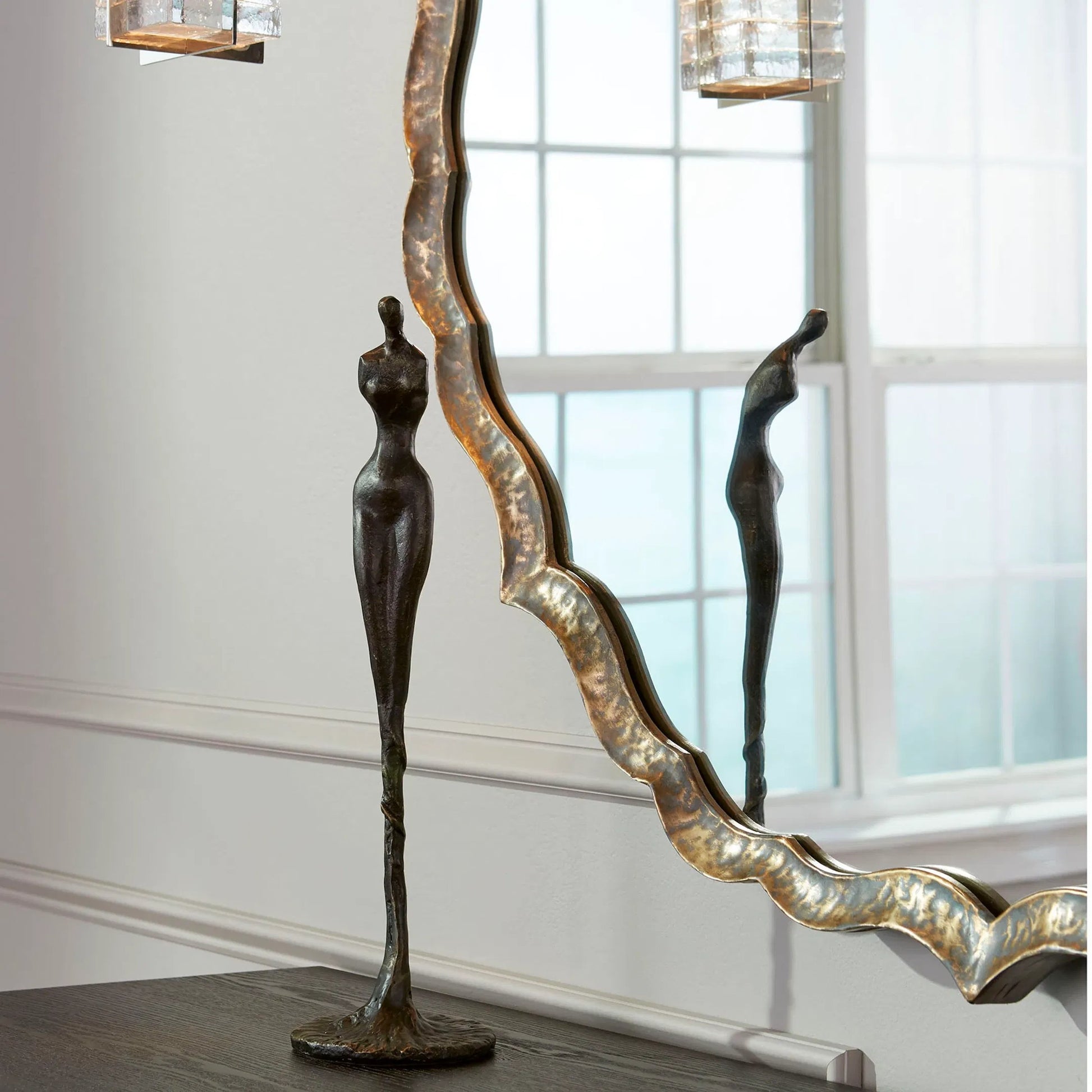 Radiance Mirror by Cyan Design in rustic patina. Made from iron, mirrored glass in a transitional style.