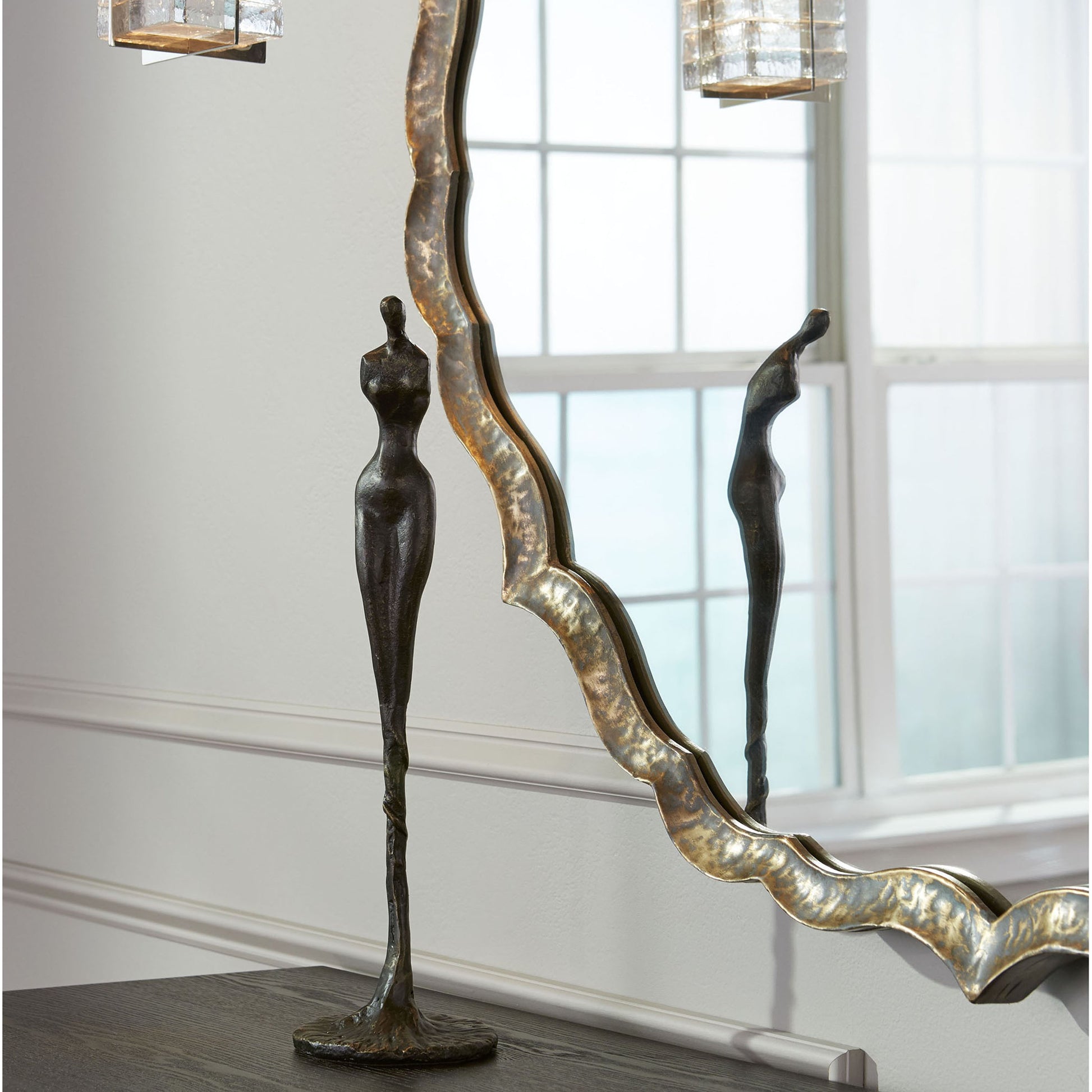 Radiance Mirror by Cyan Design in rustic patina. Made from iron, mirrored glass in a transitional style.