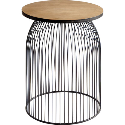Bird Cage Stool by Cyan Design in graphite, natural wood. Made from iron, wood in a modern style.