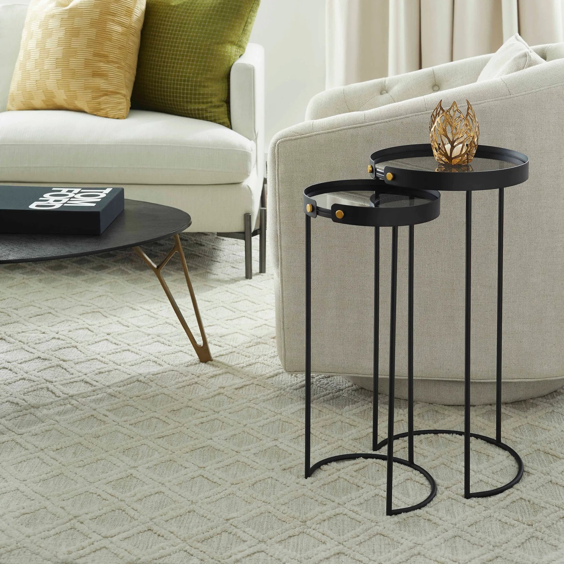 Sunrise Flame Candleholder by Cyan Design in antique gold. Made from iron, glass in a modern style.