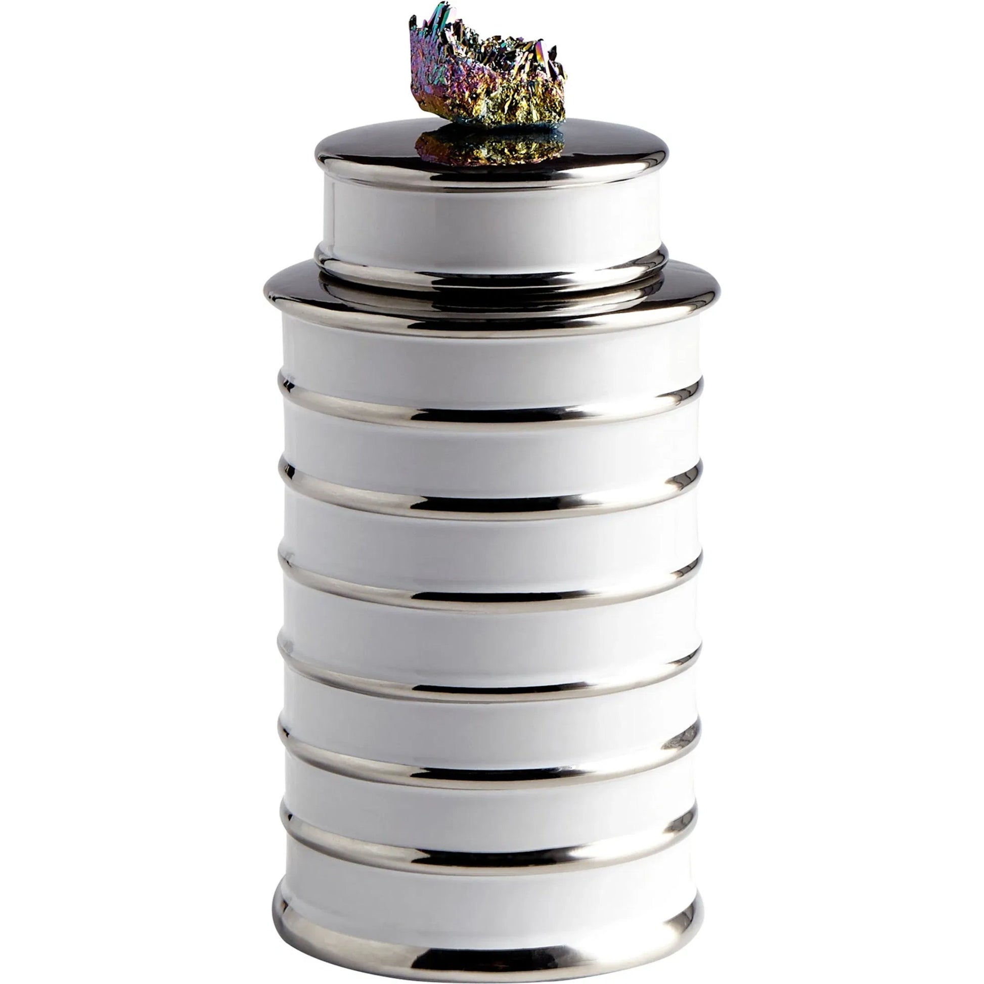 Tower Container by Cyan Design in white. Made from ceramic, crystal in a modern style.