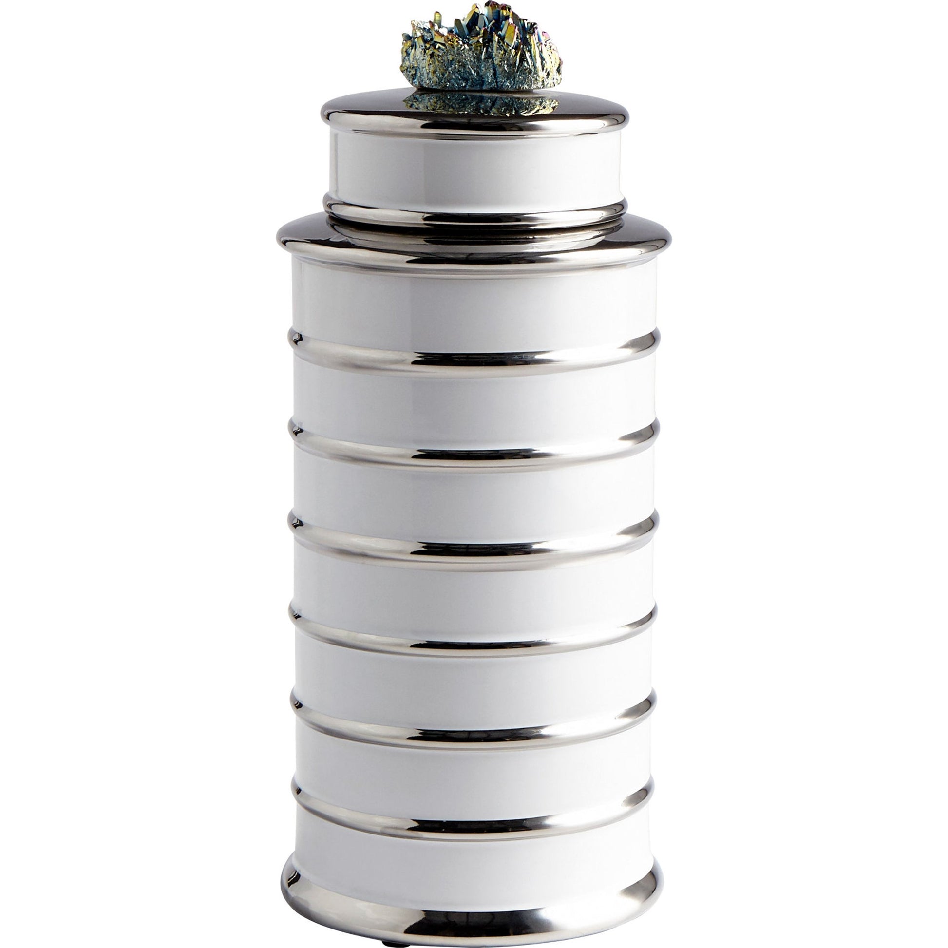 Tower Container by Cyan Design in white. Made from ceramic, crystal in a modern style.