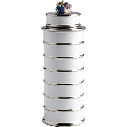 Tower Container by Cyan Design in white. Made from ceramic, crystal in a modern style.