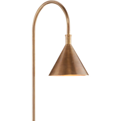 Vision Floor Lamp by Currey and Company in vintage brass, black. Made from brass, granite in a transitional style.