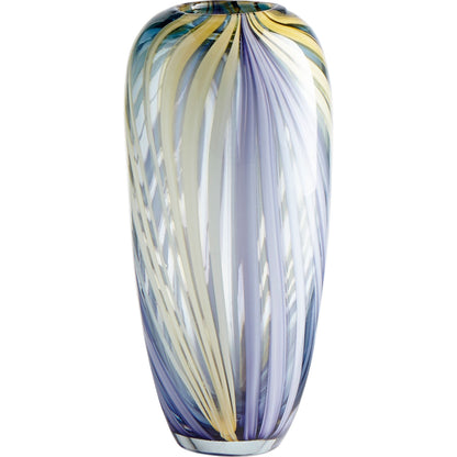 Rhythm Vase by Cyan Design in purple, yellow. Made from glass in a modern style.