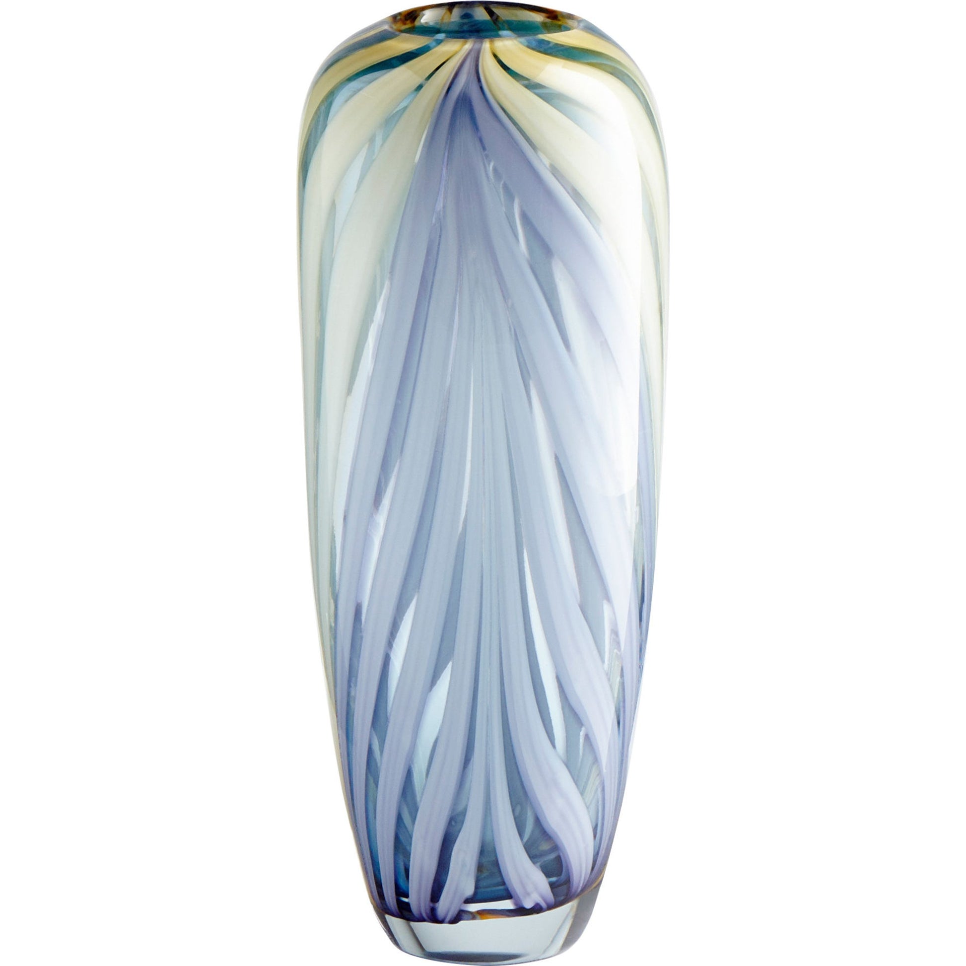 Rhythm Vase by Cyan Design in purple, yellow. Made from glass in a modern style.
