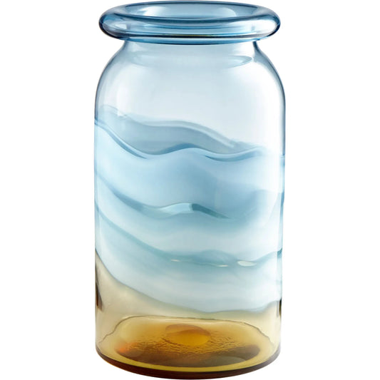 Dusk on the Horizon Vase by Cyan Design in amber, blue. Made from glass in a modern style.