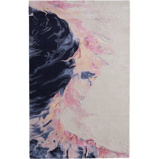 Kawai Rug - KAW8985F by Feizy in pink, blue, ivory. Made from wool, viscose in a unique style.