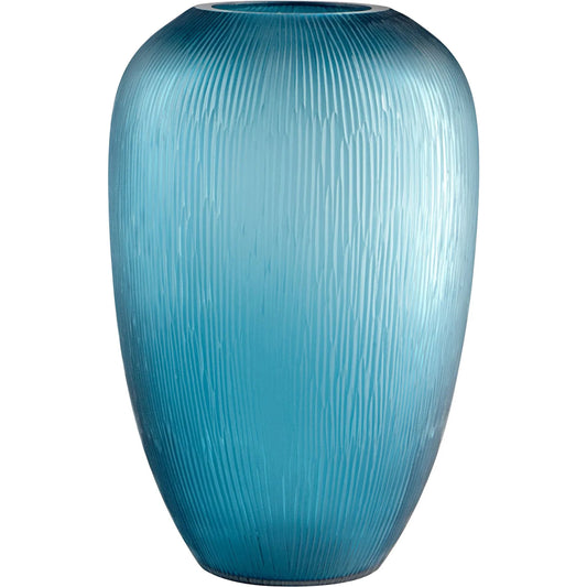 Reservoir Vase by Cyan Design in blue. Made from glass in a modern style.