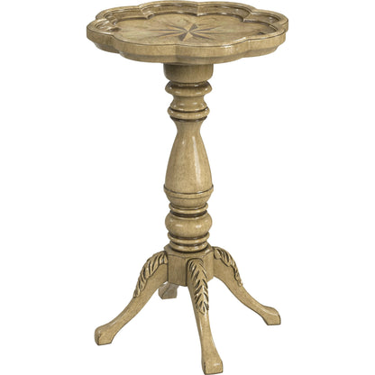 Whitman Scalloped Accent Table by Butler Specialty Company in beige and antique beige. Made from rubberwood solids, mdf, resin, cherry veneer in a traditional style.