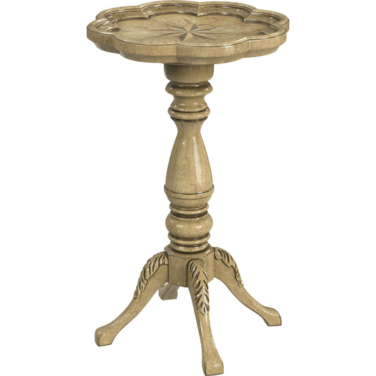 Whitman Scalloped Accent Table by Butler Specialty Company in beige and antique beige. Made from rubberwood solids, mdf, resin, cherry veneer in a traditional style.