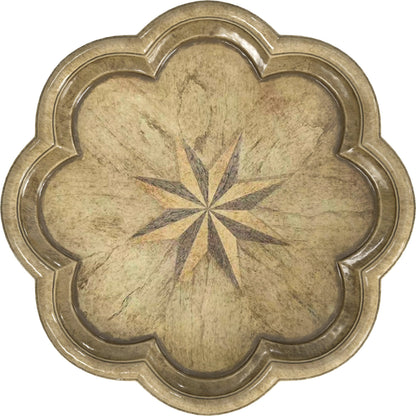 Whitman Scalloped Accent Table by Butler Specialty Company in beige and antique beige. Made from rubberwood solids, mdf, resin, cherry veneer in a traditional style.