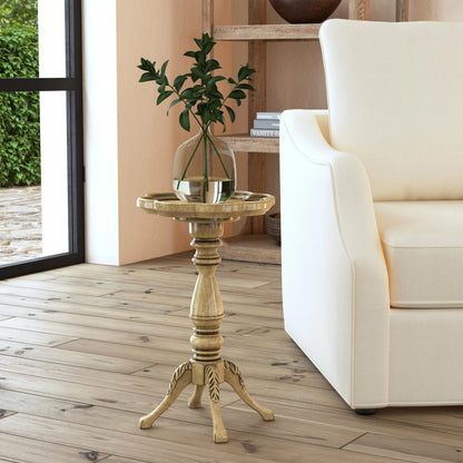Whitman Scalloped Accent Table by Butler Specialty Company in beige and antique beige. Made from rubberwood solids, mdf, resin, cherry veneer in a traditional style.