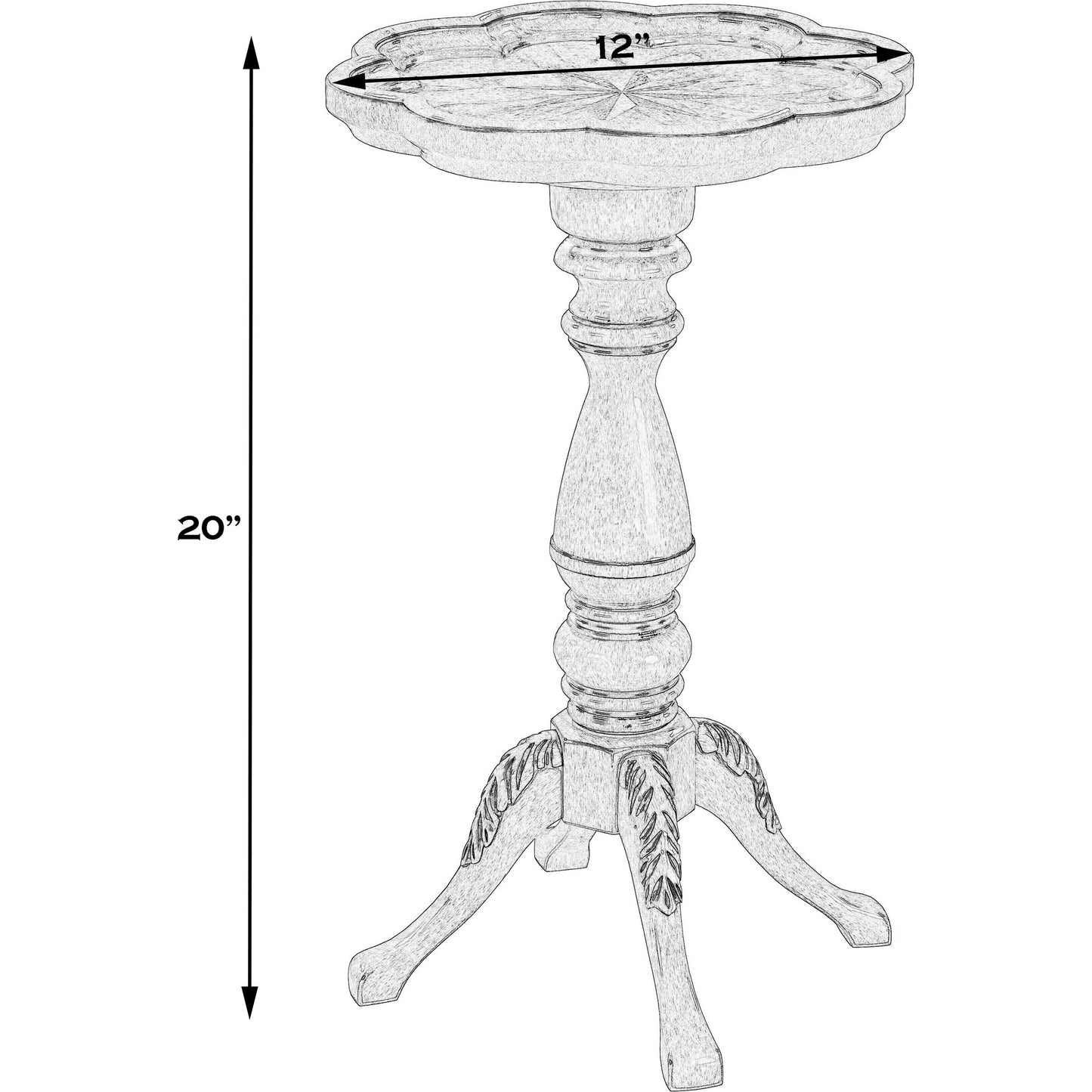 007 SI-2022057 | Additional Silo | Whitman Scalloped Accent Table by Butler Specialty Company in beige and antique beige. Made from rubberwood solids, mdf, resin, cherry veneer in a traditional style.