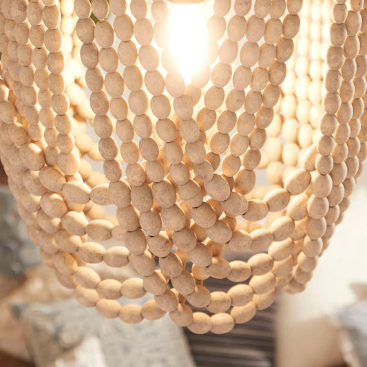 Hammock Long Pendant by Cyan Design in cream and tinted raw iron. Made from iron, wood in a traditional style.