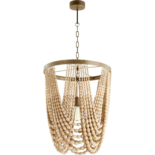 Hammock Long Pendant by Cyan Design in cream and tinted raw iron. Made from iron, wood in a traditional style.
