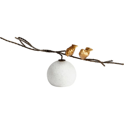 Goldfinches Sculpture by Cyan Design in old world, gold. Made from iron, marble in a modern style.