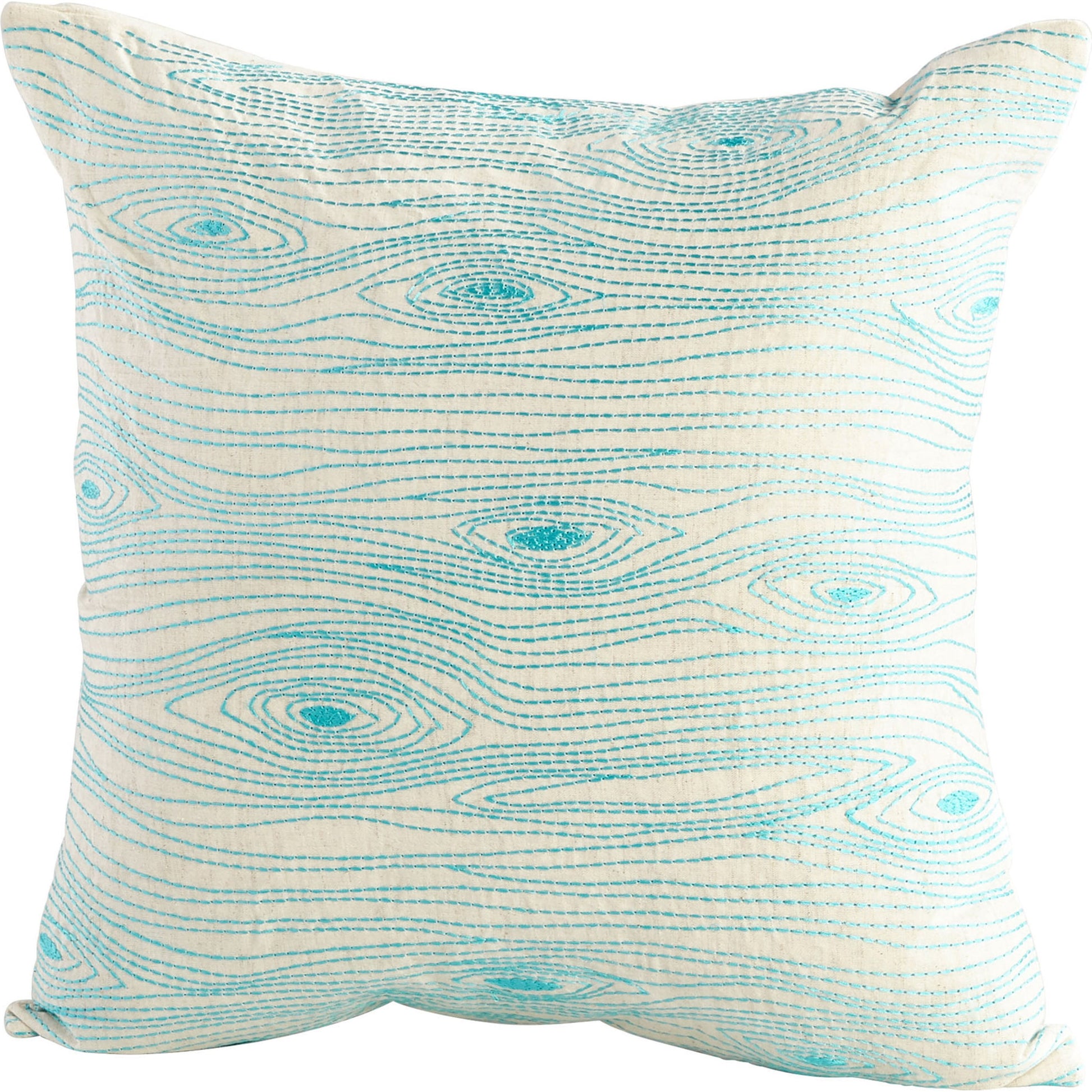 Gingko Pillow Cover by Cyan Design in turquoise, white. Made from cotton, linen in a coastal style.