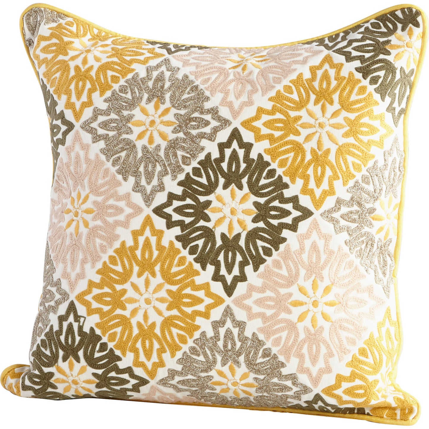 001 SR-745491 | Primary Silo | Davina Pillow Cover by Cyan Design in yellow, green. Made from cotton in a transitional style.