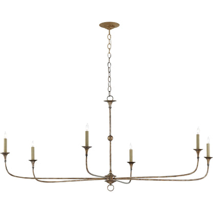 Nottaway Chandelier by Currey and Company. Made from wrought iron in a modern style.