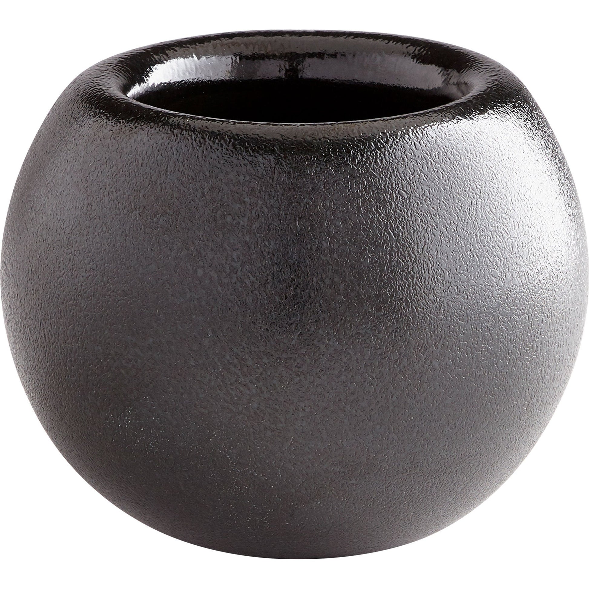Round Hylidea Vase by Cyan Design in black. Made from glass in a modern style.
