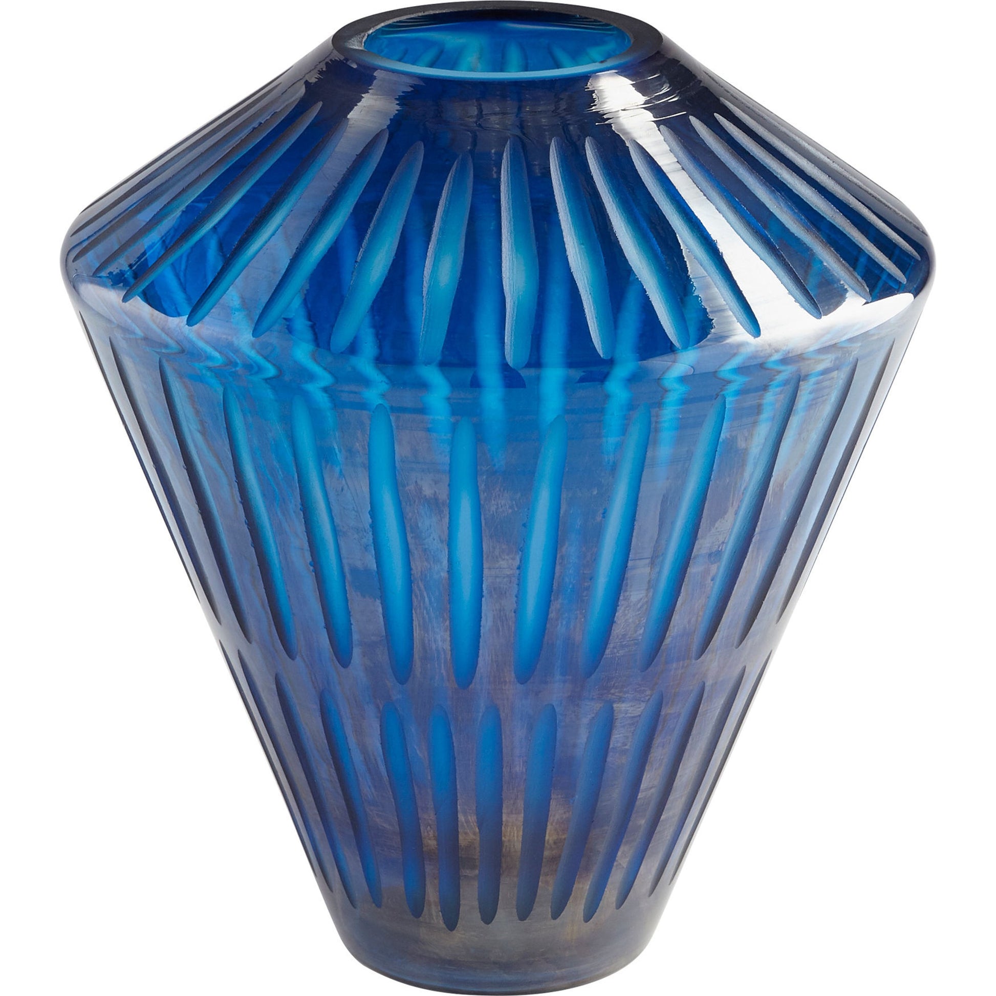 Toreen Vase by Cyan Design in blue. Made from glass in a modern style.