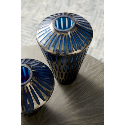 Toreen Vase by Cyan Design in blue. Made from glass in a modern style.