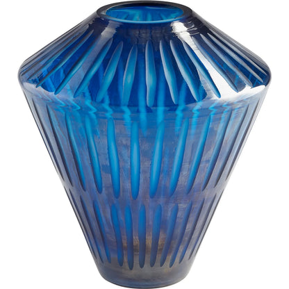 Toreen Vase by Cyan Design in blue. Made from glass in a modern style.