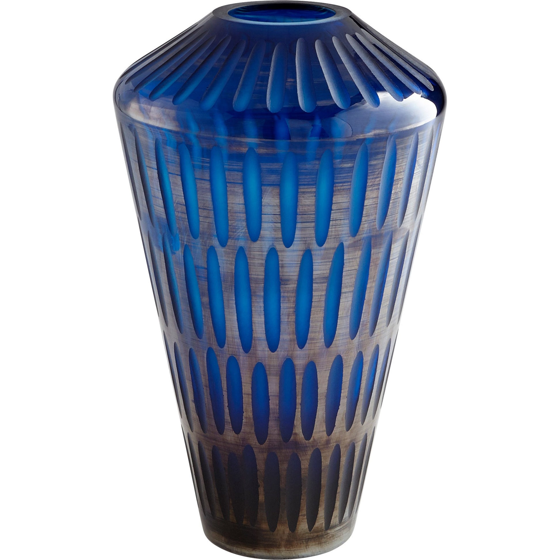 Toreen Vase by Cyan Design in blue. Made from glass in a modern style.