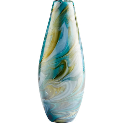Chalcedony Vase by Cyan Design in multi colored blue. Made from glass in a modern style.