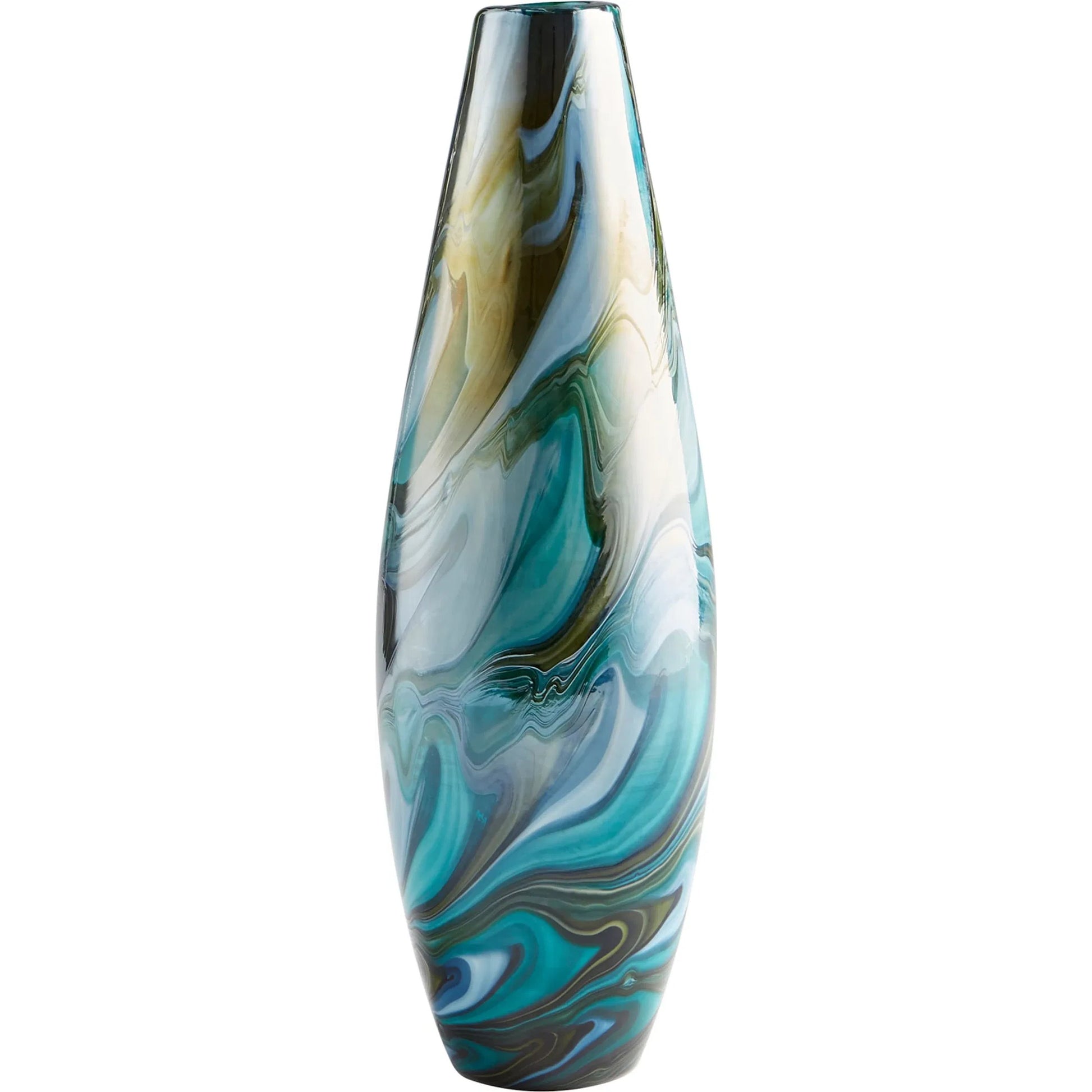 Chalcedony Vase by Cyan Design in multi colored blue. Made from glass in a modern style.