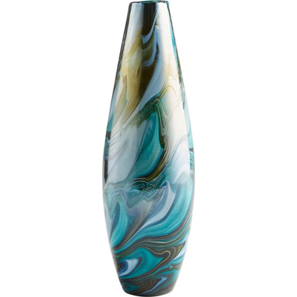 Chalcedony Vase by Cyan Design in multi colored blue. Made from glass in a modern style.
