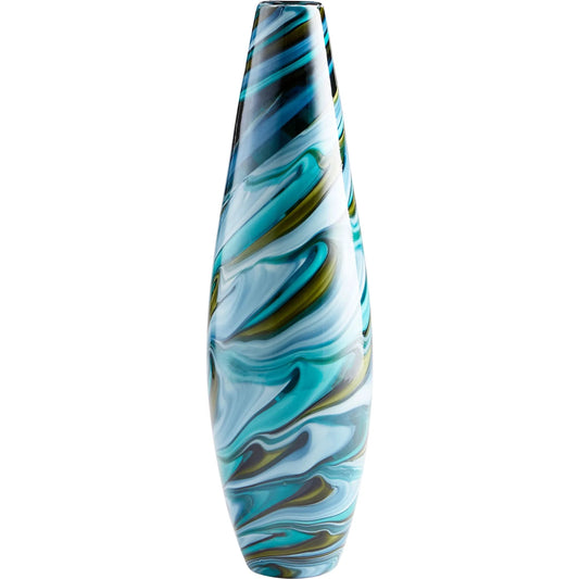 Chalcedony Vase by Cyan Design in multi colored blue. Made from glass in a modern style.