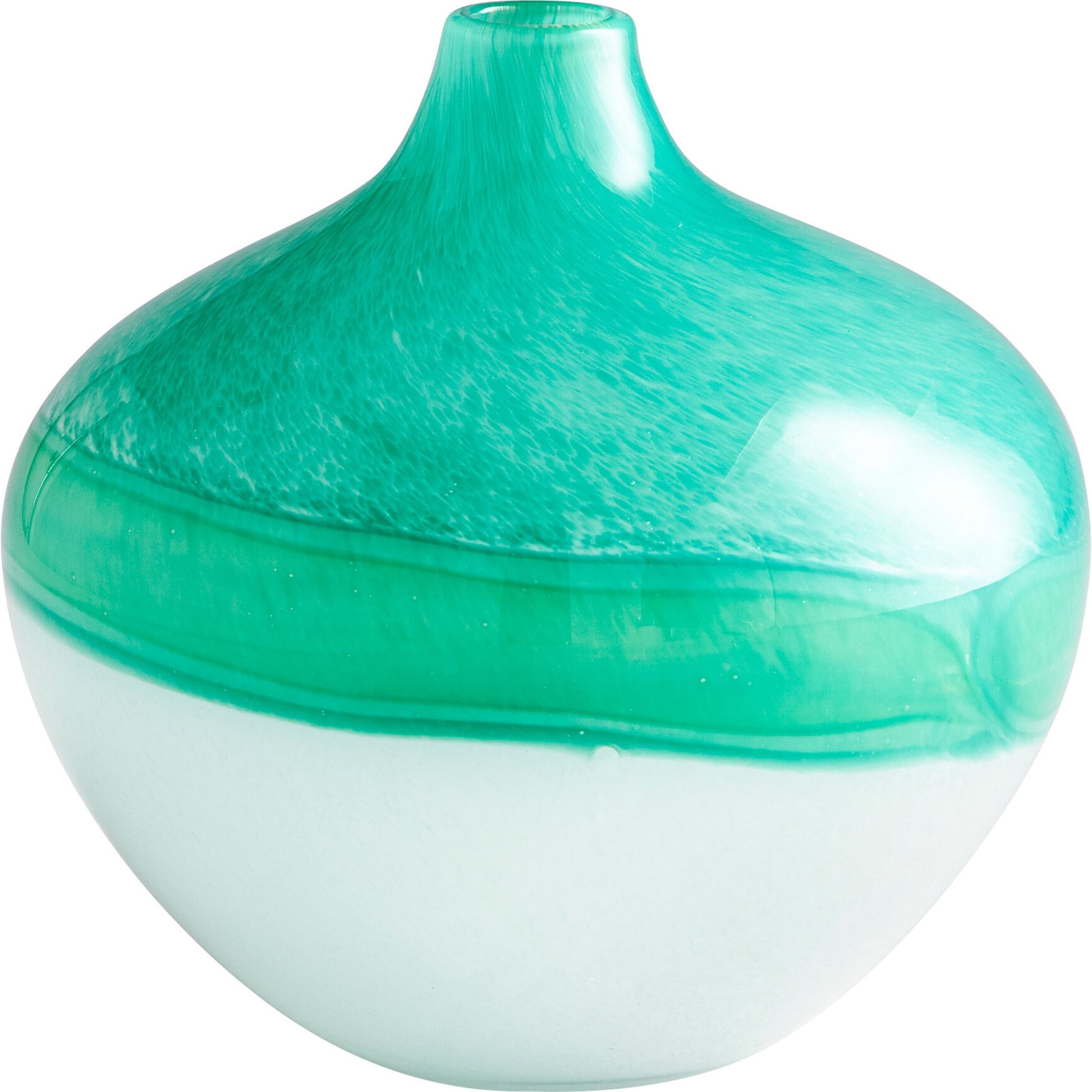 Iced Marble Vase by Cyan Design in turquoise, white. Made from glass in a modern style.