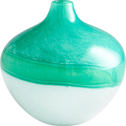 Iced Marble Vase by Cyan Design in turquoise, white. Made from glass in a modern style.