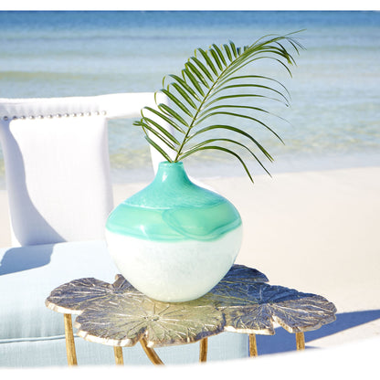 Iced Marble Vase by Cyan Design in turquoise, white. Made from glass in a modern style.