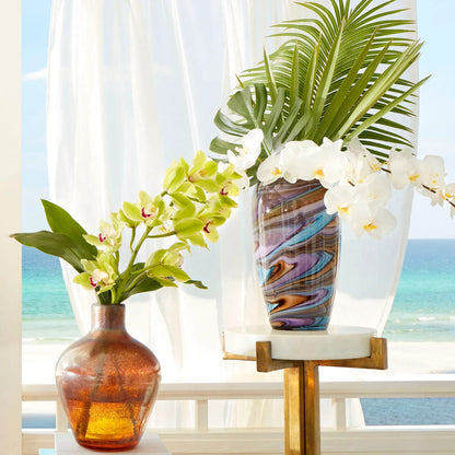 Borealis Vase by Cyan Design in sky blue cafe swirl. Made from glass in a modern style.