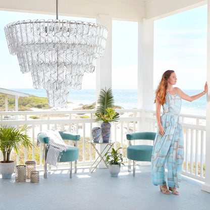 Borealis Vase by Cyan Design in sky blue cafe swirl. Made from glass in a modern style.