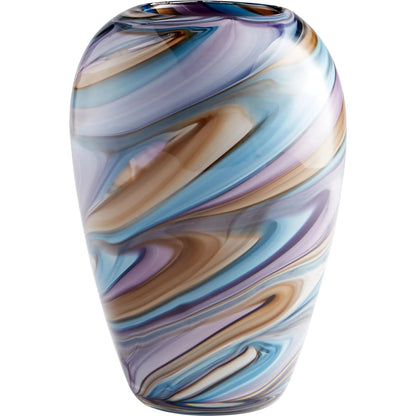 Borealis Vase by Cyan Design in sky blue cafe swirl. Made from glass in a modern style.