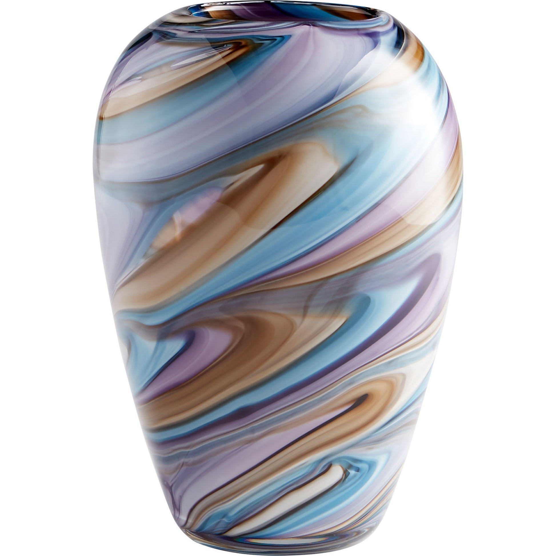 Borealis Vase by Cyan Design in sky blue cafe swirl. Made from glass in a modern style.