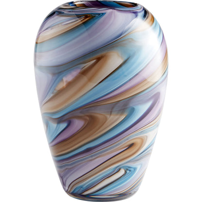 Borealis Vase by Cyan Design in sky blue cafe swirl. Made from glass in a modern style.