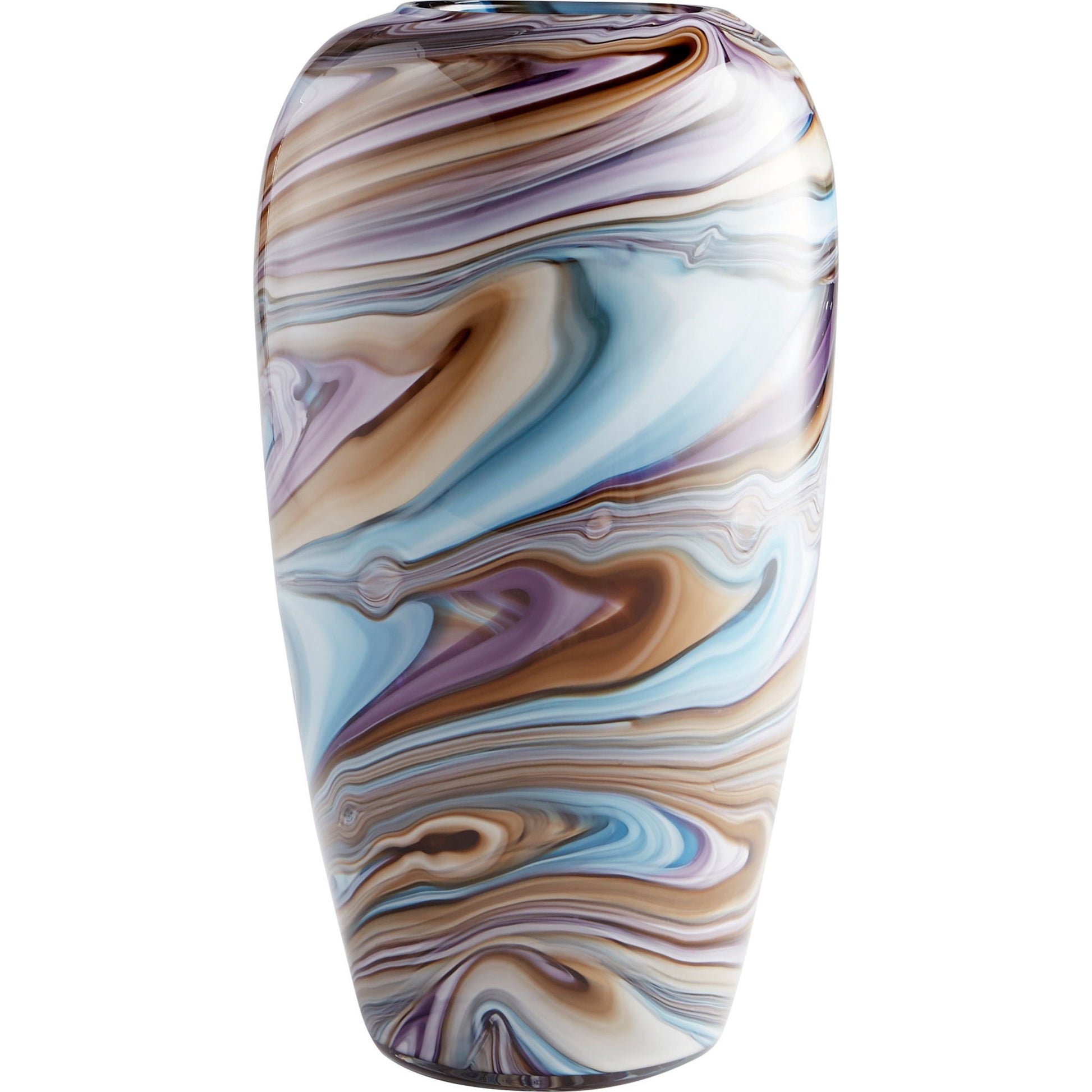 Borealis Vase by Cyan Design in sky blue cafe swirl. Made from glass in a modern style.