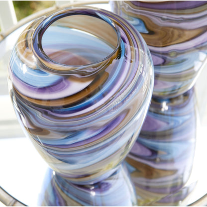 Borealis Vase by Cyan Design in sky blue cafe swirl. Made from glass in a modern style.