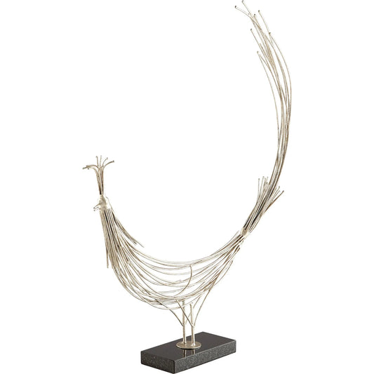 Racket Tailed Sculpture II by Cyan Design in antique silver leaf. Made from iron, granite in a modern style.