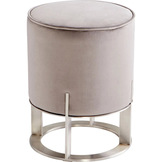 Mr. Winston Ottoman by Cyan Design in brushed stainless steel. Made from gray velvet fabric, stainless steel in a modern style.