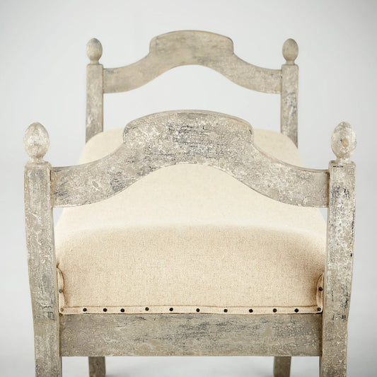 Alice Stool by Cyan Design in weathered gray. Made from cotton fabric, birchwood in a cottage & farmhouse style.