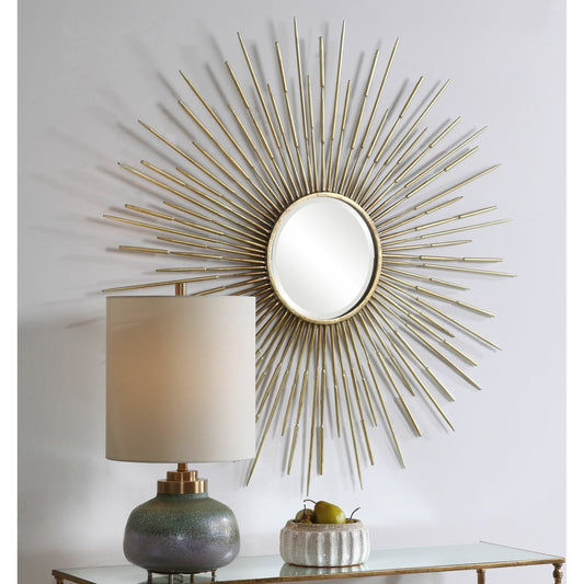 Golden Rays Starburst Mirror by Uttermost. Made from iron, mirror, mdf in a modern style.