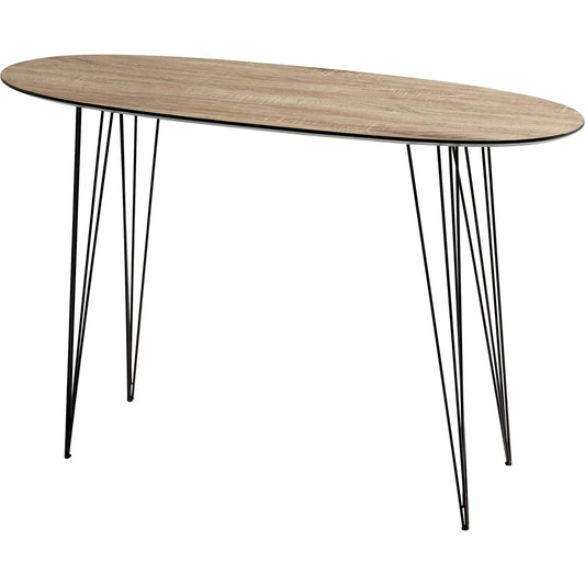 Lunar Landing Console Table by Cyan Design in oak veneer, black. Made from iron, wood in a modern style.