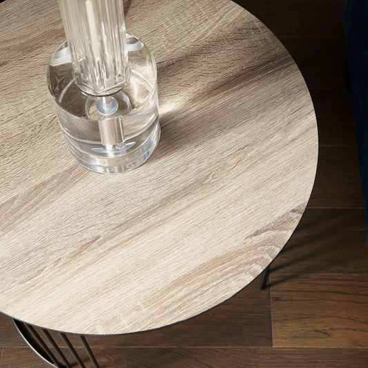 Electric Moon Nesting Tables by Cyan Design in oak veneer, black. Made from iron, wood in a modern style.