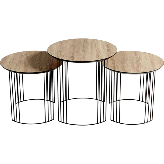 Electric Moon Nesting Tables by Cyan Design in oak veneer, black. Made from iron, wood in a modern style.